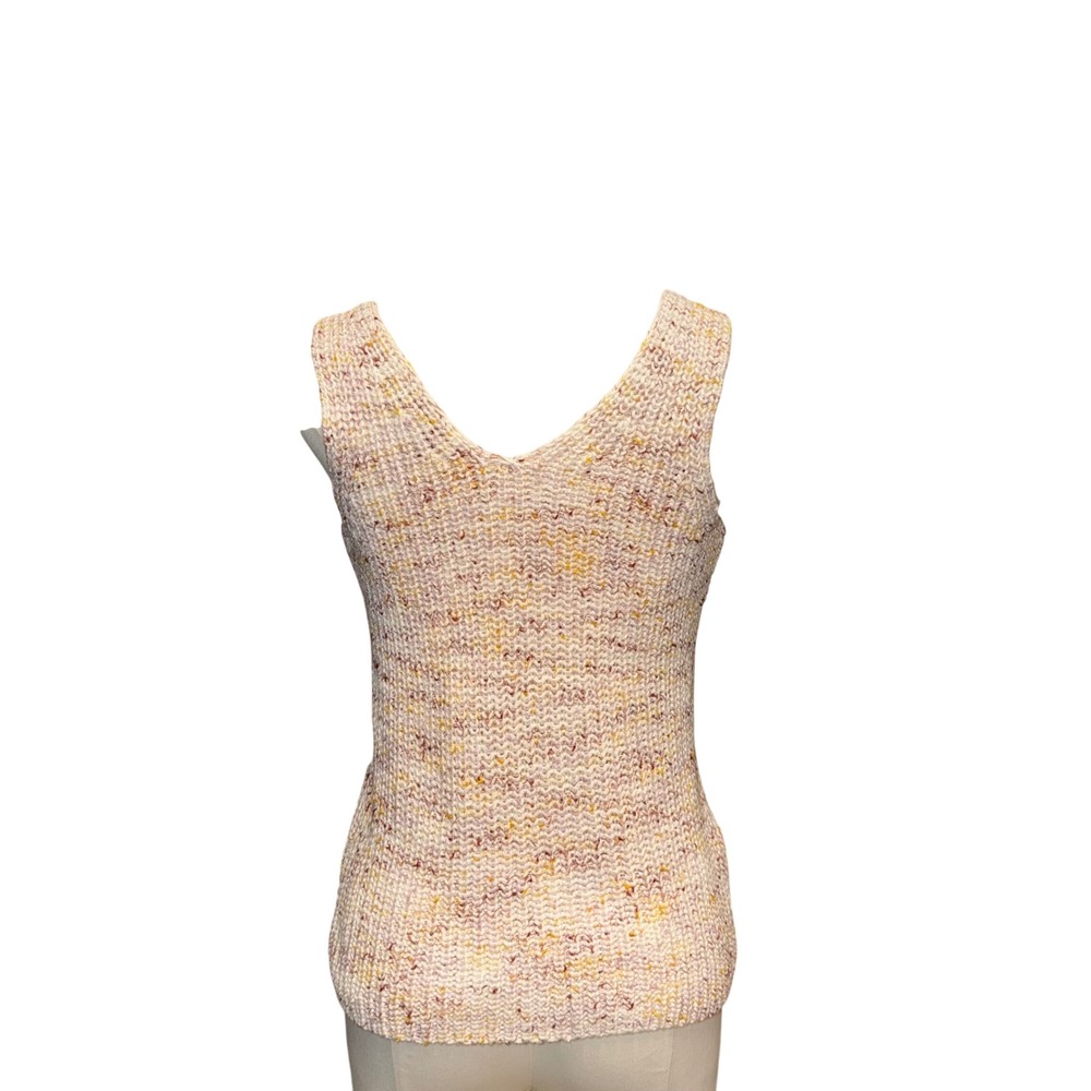 LOFT Knit Tank Top Women SP Pink Orange Excellent Marled V-Neck Petite Sweater - Picture 2 of 7